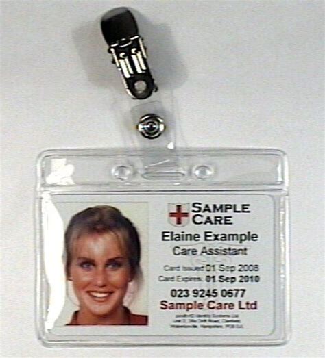 5 X Clear Flexible Id Card Badge Holders And Strap Clips Free Uk Pandp Positiv Id