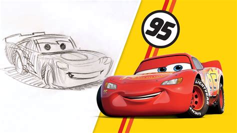 How To Draw Lightning Mcqueen From Cars Draw With Pixar Youtube