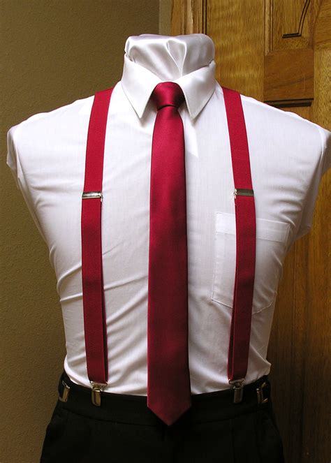 Apple Red Suspender Mens 1 Inch X Back Clip Suspender With Apple Red