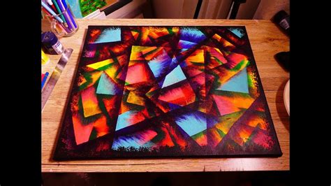 Acrylic Geometric Abstract Painting On Canvas Using A4