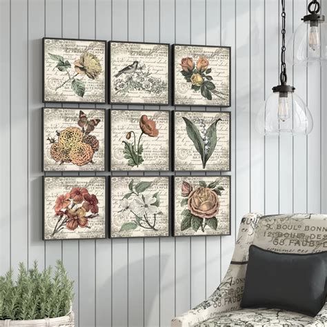French Botanical Illustrations 9 Piece Wrapped Canvas Graphic Art