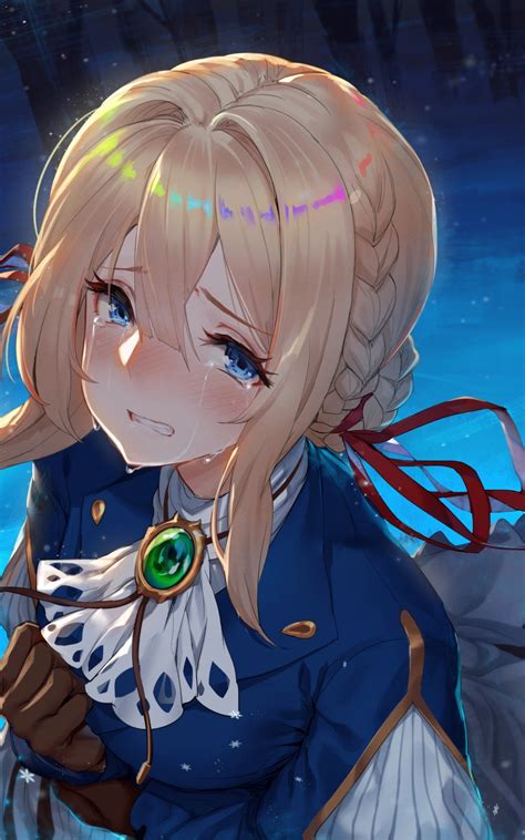 Is the anime violet evergarden a conventional story? Download 1600x2560 Violet Evergarden, Crying, Blonde, Sad ...