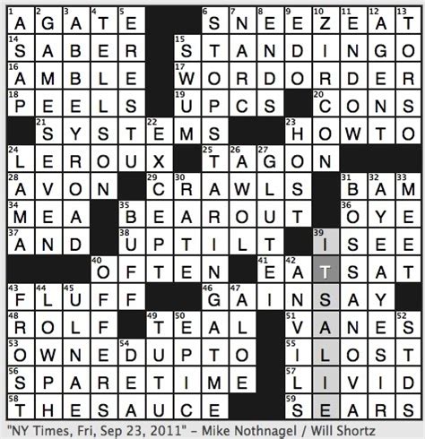 Click the answer to find similar crossword clues. Rex Parker Does the NYT Crossword Puzzle: Gaston who wrote Phantom of the Opera / FRI 9-23-11 ...