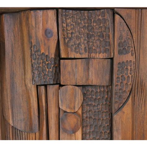 Mid Century Modern Abstract Elephant Hand Carved Relief Wooden