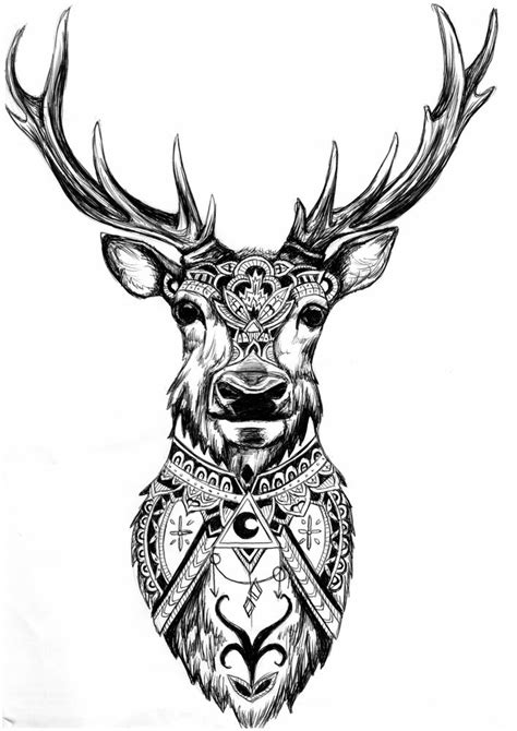 Geometric Stag Art Print By Mcadeart X Small Deer Head Tattoo Stag