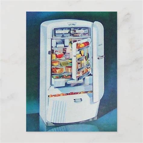 Vintage Retro Women 50s Kitchen Refrigerator Postcard Zazzle