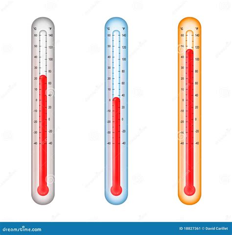 Thermometers With Medium Cold And Hot Temperatur Stock Illustration