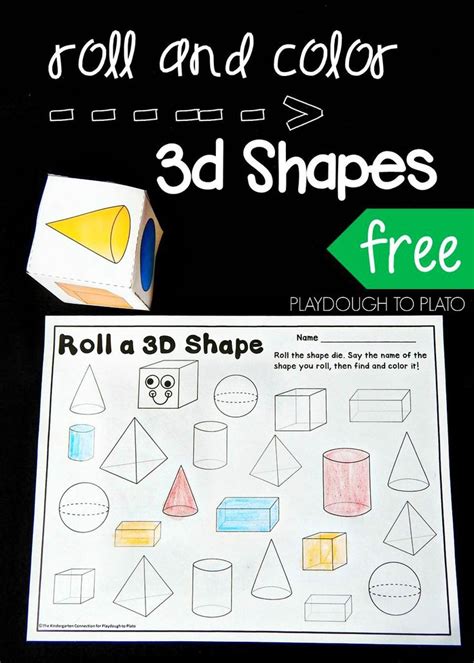 Roll And Color 3d Shapes Shape Activities Kindergarten Preschool