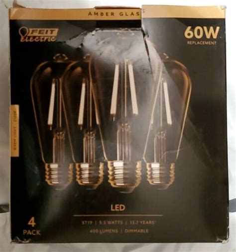 Feit Electric 60w Equiv St19 Dimmable Led Amber Glass Light Bulb Warm