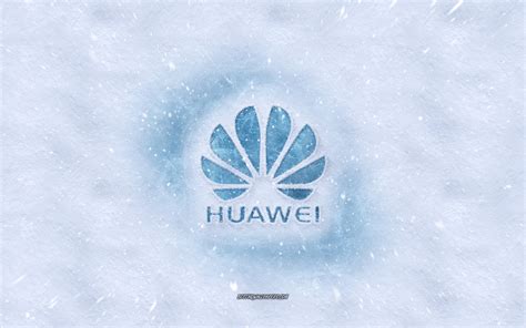 Download Wallpapers Huawei Logo Winter Concepts Snow Texture Snow