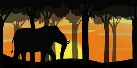 Background Scene With Silhouette Elephant In Forest 432005 Vector Art
