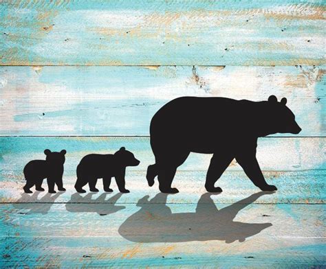 Mama Bear Svg Two Cubs Silhouette Clipart Iron On Bear Cub Etsy