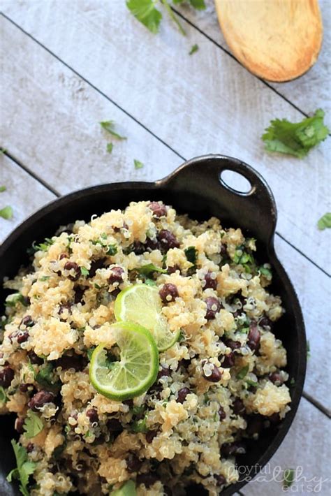 Quinoa Cilantro De Lima Com Feijão Preto Prato Lateral Mexicano