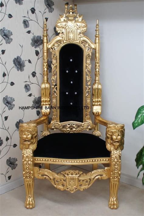 A Gold Lion King Throne Chair Choice Of Fabrics With Diamond Crystal