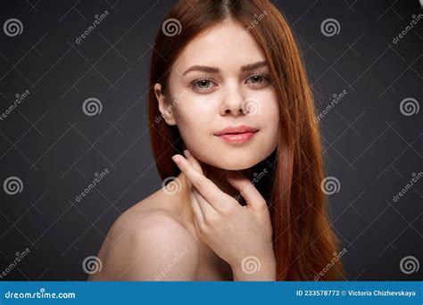 Woman With Bare Shoulders And Beautiful Hairstyle Close Up Attractive Look Stock Image Image