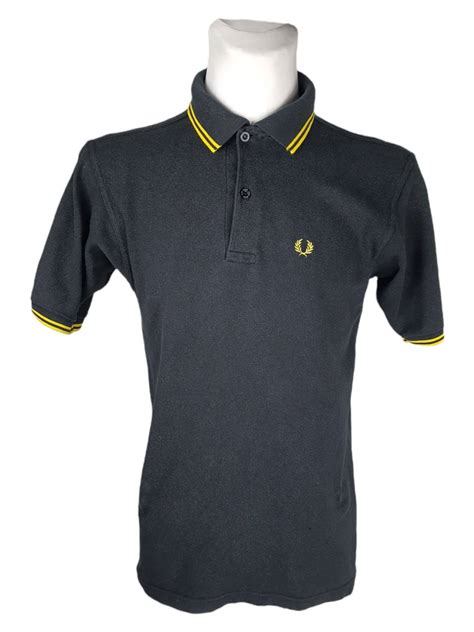 Fred Perry Black Yellow Twin Tipped Polo Vintage Made In England Grailed