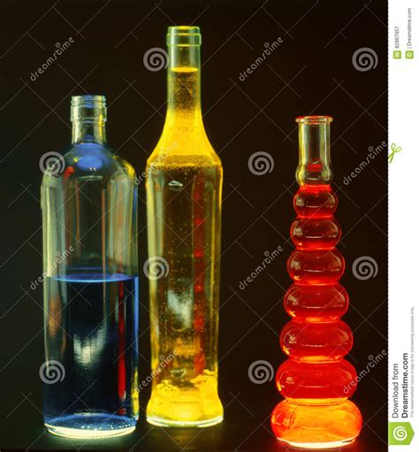 Glass Bottles Filled With Colored Liquids Stock Image Image Of Party Reflection 82867957