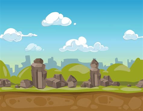 Premium Vector Seamless Cartoon Park Landscape For Ui Game