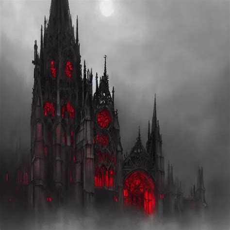 A Gothic Cathedral In The Clouds High Quality Red Stable Diffusion