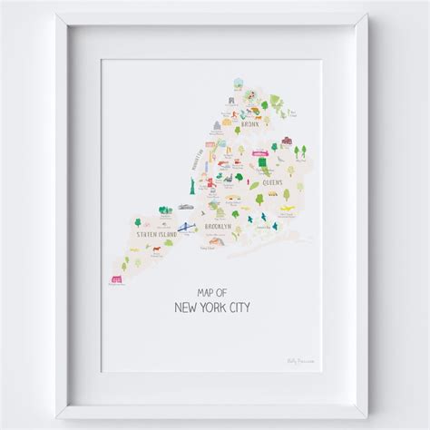 New York City Boroughs Map Art Print All Five Boroughs Etsy Uk