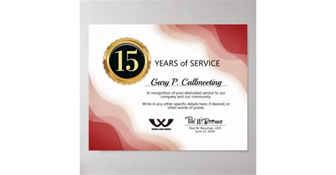 Employee Anniversary Recognition Certificate Poster Zazzle