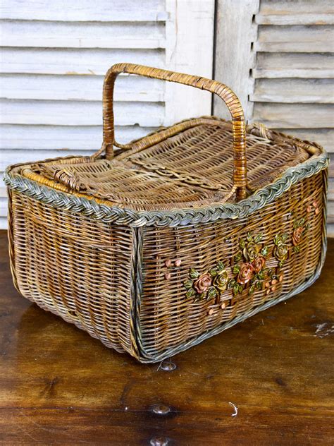 Antique French Basket With Flowers French Baskets French Antiques