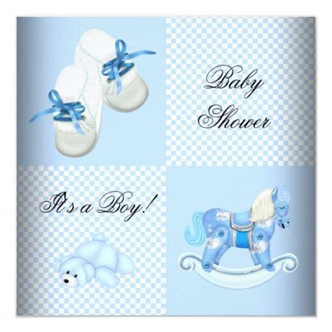 Cute Baby Shower Boy Baby Blue Booties Shoes Invitation Zazzle