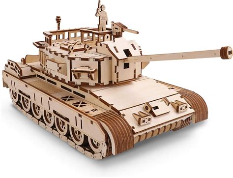 Buy Gudoqi 3d Wooden Puzzle Running Tank With Metal Spring Engine And