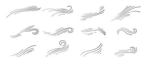 Doodle Blowing Wind Hand Drawn Air Wave Icon Outline Wind Movement