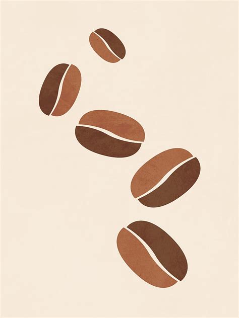 Coffee Beans Print Minimal Coffee Poster Cafe Decor Brown Sienna