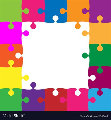 Color Puzzles Pieces Jigsaw Frame 25 Vector Image