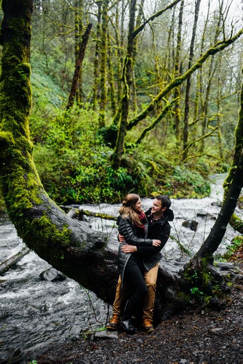 Waterfall Engagement Photos At The Columbia River Gorge Portland Engaged Engagement She