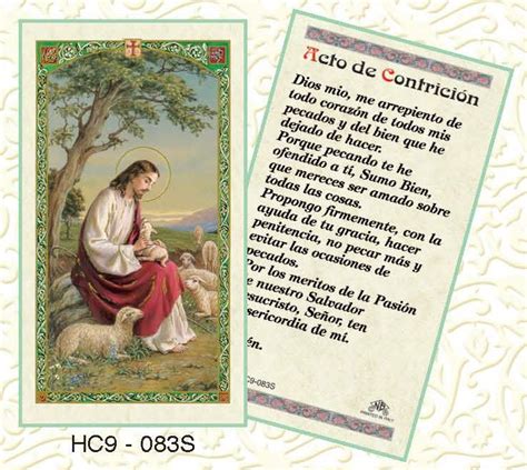 Acto De Contricion Prayer Cards Prayers Cards