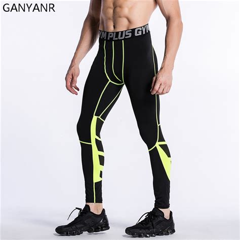 ganyanr running tights men sport basketball compression pants gym quick dry trousers athletic