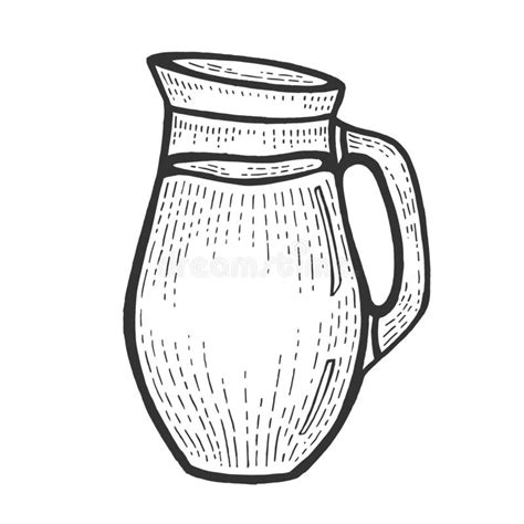 Jug With Milk Sketch Engraving Vector Stock Vector Illustration Of
