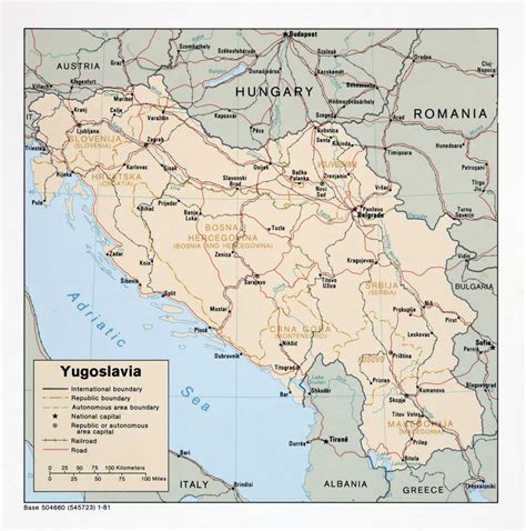 Large Detailed Political Map Of Yugoslavia With Roads