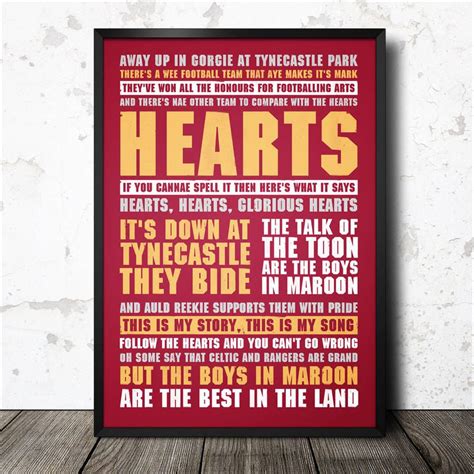 Hearts Football Song Lyrics Chant Poster By Magik Moments Song Lyric