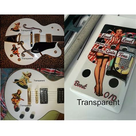 Retro Sexy Pinup Pin Up Girl Guitar Decal On White Waterslide Reverb
