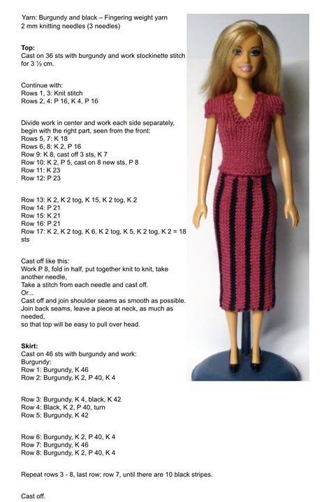 Free Barbie Clothes Knitting Patterns Web Simply Stylish Barbie Dresses