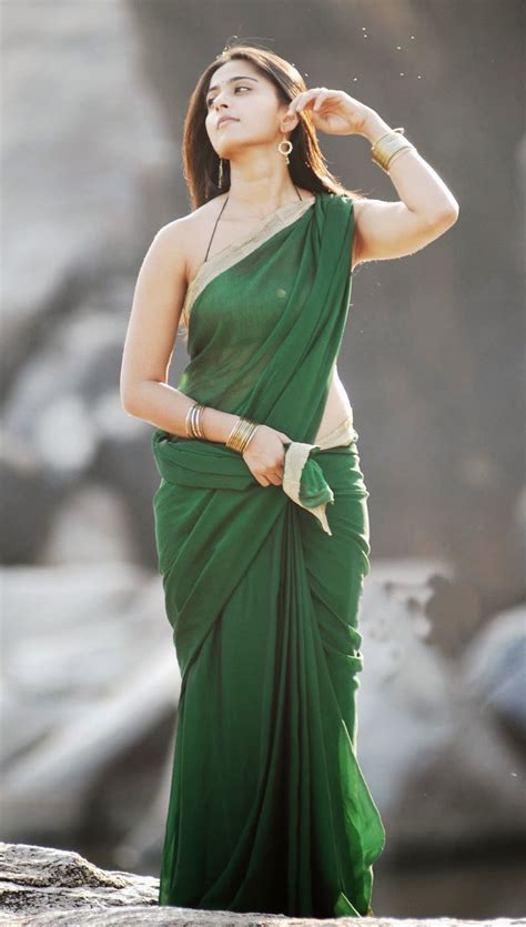 #anushkashetty #tollywood traditional silk saree. South Indian Anushka Shetty Wet Low Hip Saree Photos ...
