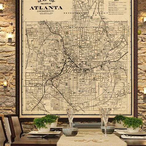 Map Of Atlanta Old Map Restored Archival Fine Print Of Etsy