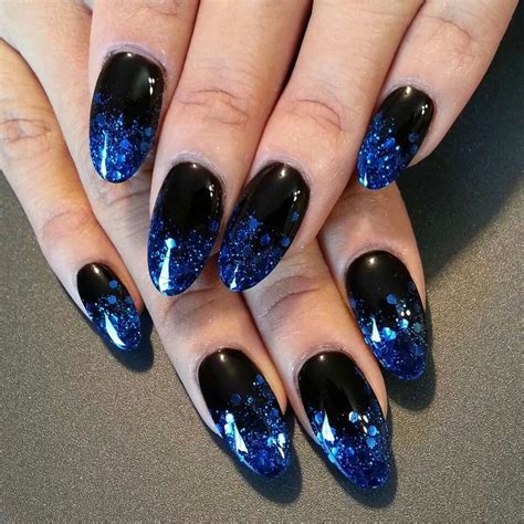 Blue Nails With Black Tips Molly Nails