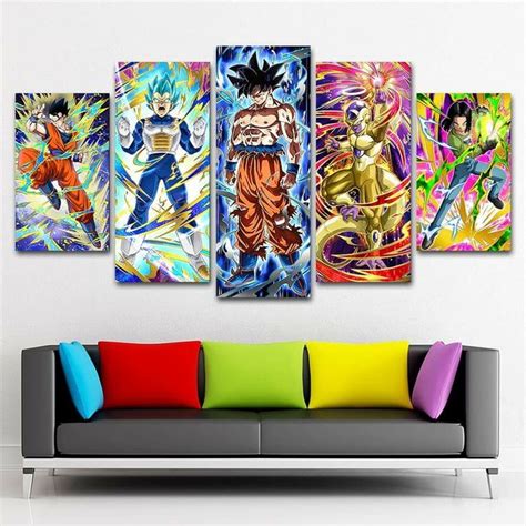 Dragon ball super panels maxi poster. Dragonball Hd Canvas Prints 5 Piece Art Vegeta Dragon Ball Z Super Saiyan Painting Goku Poster ...