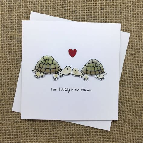 Handmade Anniversary Valentines Card Cute Tortoise Couple Etsy UK Valentines Cards