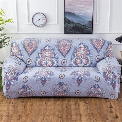 Rose floral pattern slip sofa cover. Purple Bohemian Floral Pattern Sofa Couch Cover | Couch ...