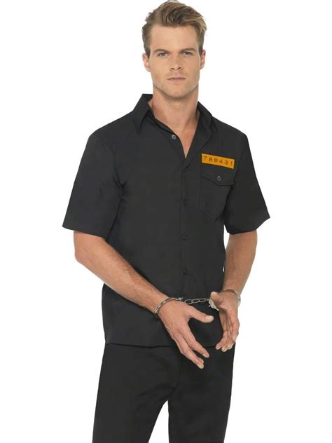 Details About Mens Prisoner Shirt Halloween Costume Convict Inmate