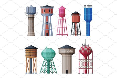 Water Tower Industrial Vector Graphics Creative Market