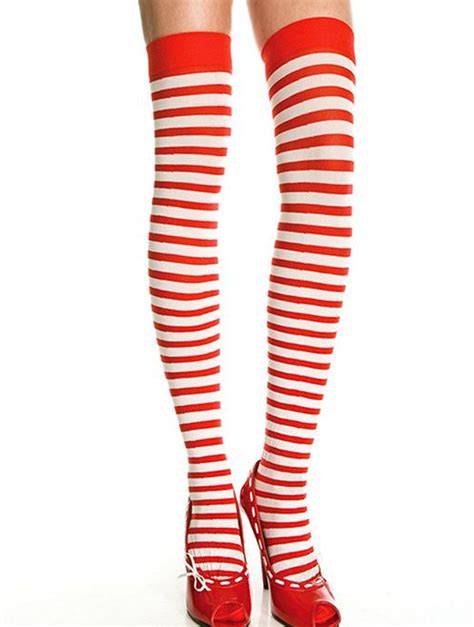 red and white stripe opaque thigh high stockings thigh high stockings red and white stripes