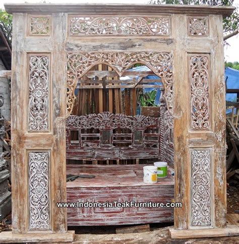 Traditional Java Teak Wood Door Reclaimed Wood Ceiling Kitchen
