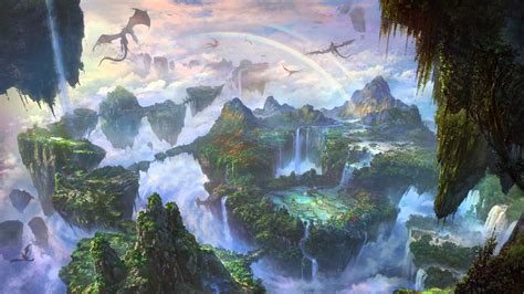 Wallpaper Dragon Landscape Fantasy Art Fantasy City 4000x2250